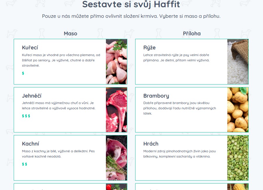 Haffit výber granúl – suroviny